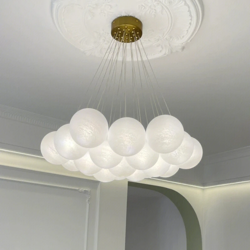 

Bubble Ball Chandelier Cloud Moon Living Room Main Lamp Magic Bean Glass Marble French Entry Lux Bedroom Lamps