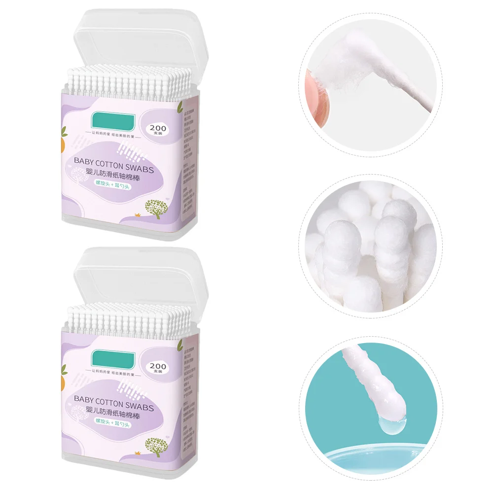 

2 Boxes Cotton Swabs Ear Cleaning Double Tipped Swabs For Care Multifunctional Makeup Removal