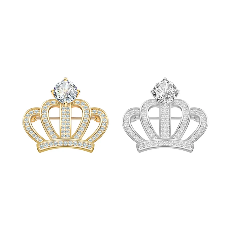 New Elegant Accessories Niche High-grade Zircon Crown Brooch Suit Queen Pin Evening Dress Accessories