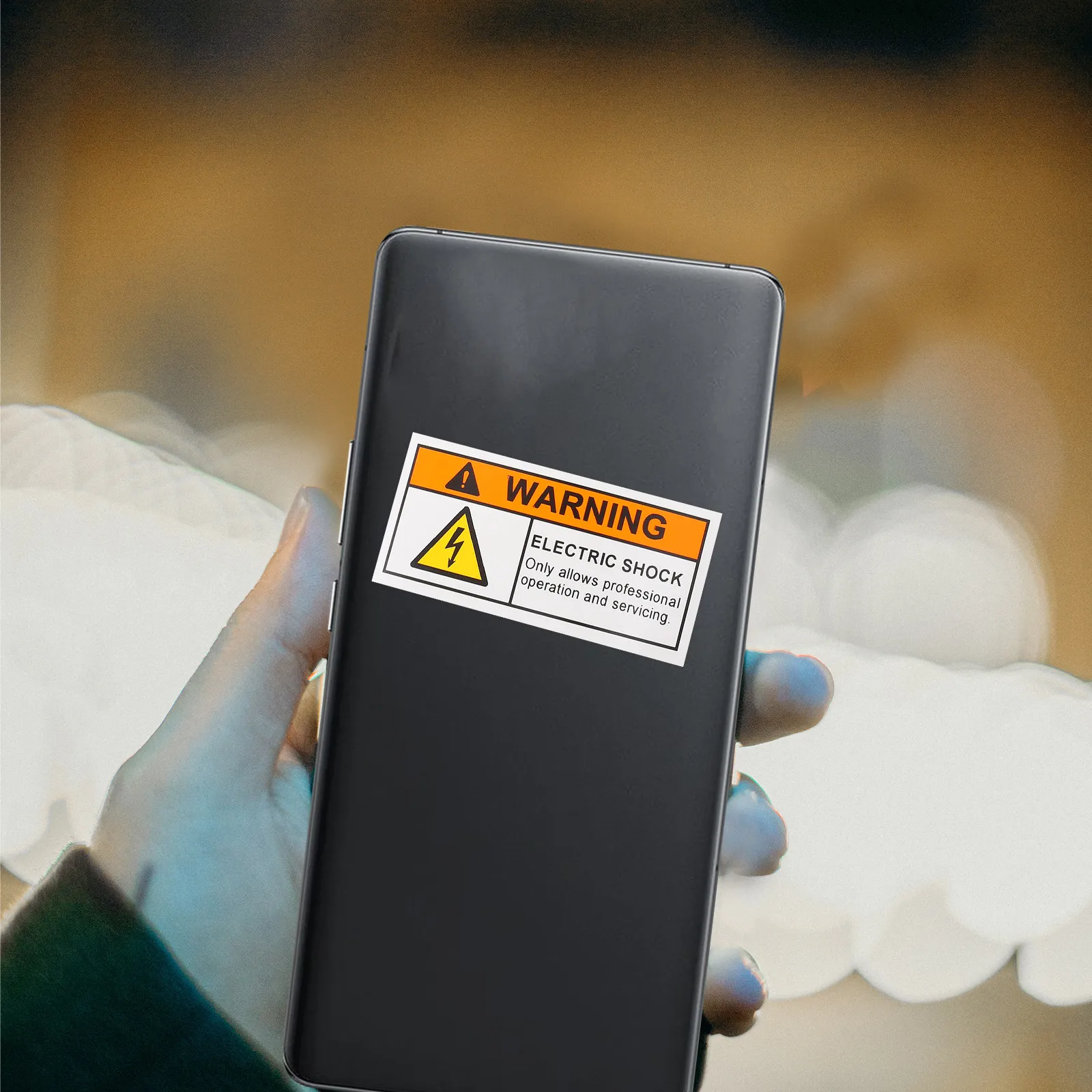 5 pcs Safety Warning Sign Halloween Christmas New Year Electric Shock Warning Sticker Electrical Box Sticker When