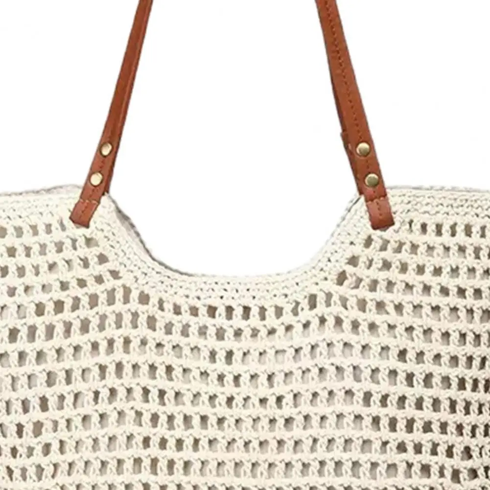 Crochet Shoulder Bag Multi-purpose Handbag Lightweight Knit Handbag Summer Beach Tote Purse for Women Commuting Daily Use