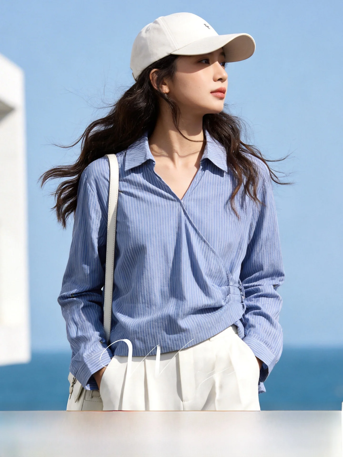 

Женская блузка с эффектом похудения, длинным рукавом, полосатым воротником, подчеркивающая талию, в деловом стиле, летняя новинка, большие размеры