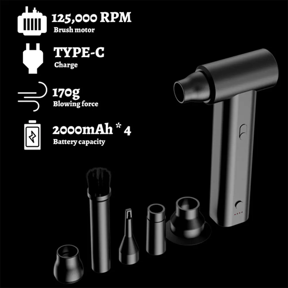منفضة الهواء المضغوط المحمولة 120000 منفاخ هواء ومكنسة كهربائية PRM 2 in1 منفاخ منفضة لاسلكي لتنظيف لوحة المفاتيح والكمبيوتر