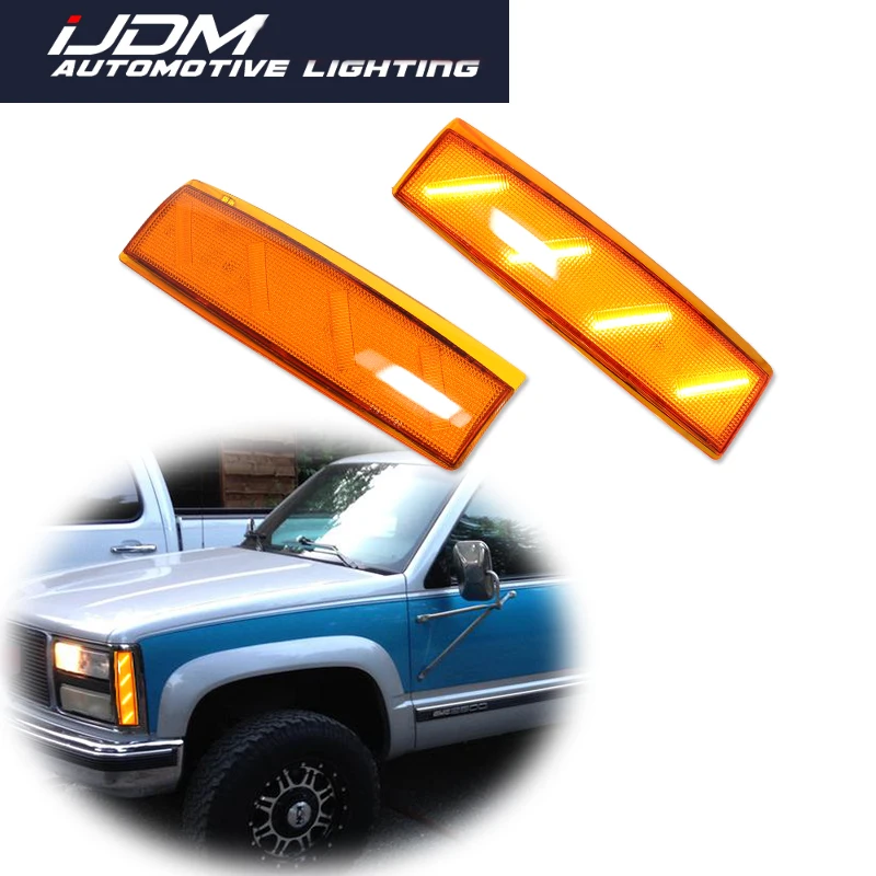 

For GMC C1500 C2500 C3500 K1500 K2500 K3500 1988-1993 & Yukon Car LED Front Bumper Side Marker Turn Signal Lights Parking Lights