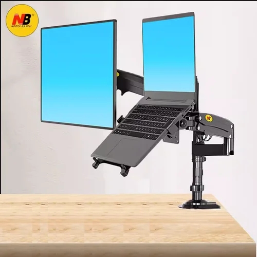 NB H180 FP-2 LCD TV 모니터 데스크 홀더, 노트북 노트북 마운트, 가스 스프링 풀 모션, 2-12kg 듀얼 암 클램프 홀, 22 인치-32 인치, 10 인치-17 인치 