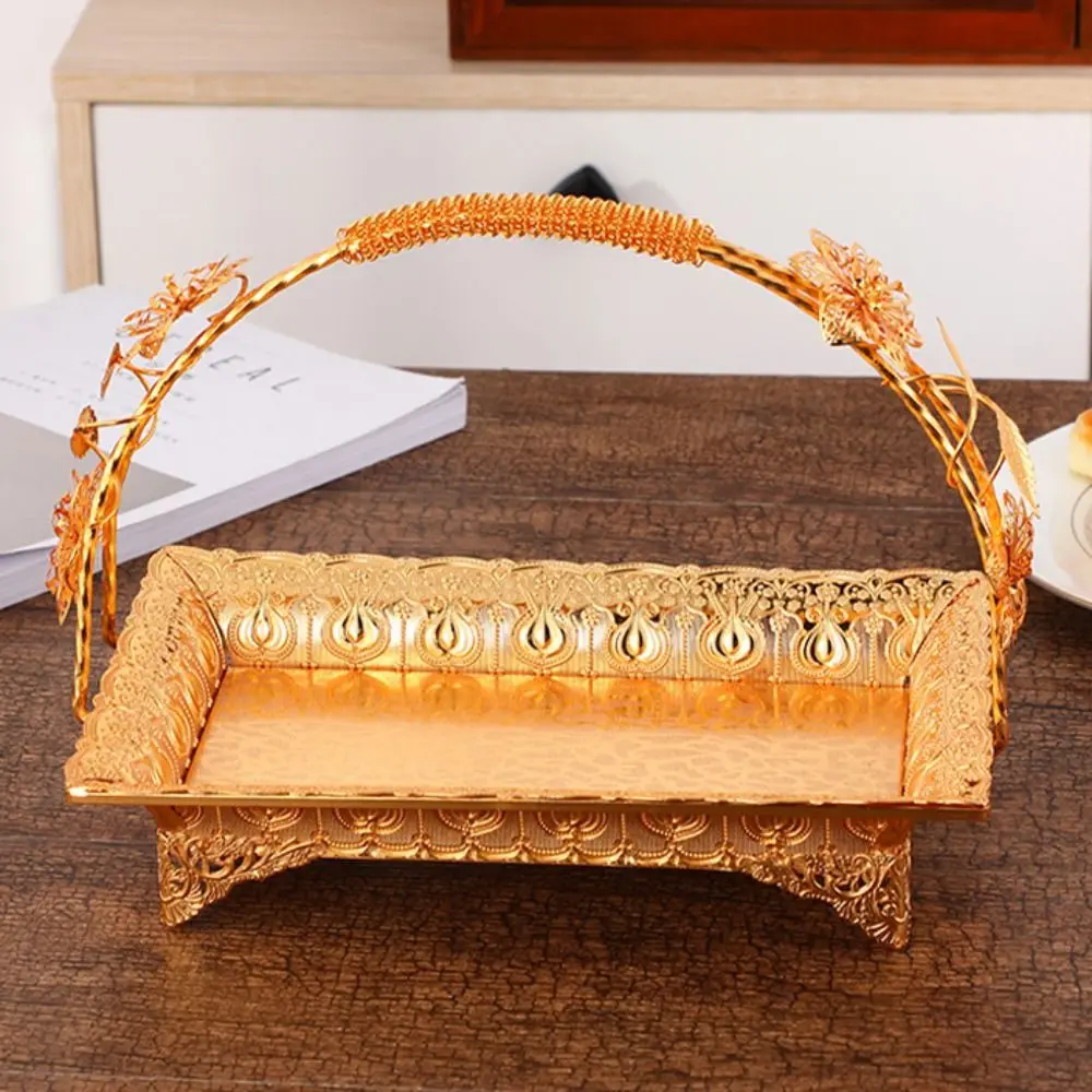 Light Luxury Metal Handheld Fruit Basket Exquisite Multi-Function Pastry Tray Classic Creative Storage Plate Kitchen