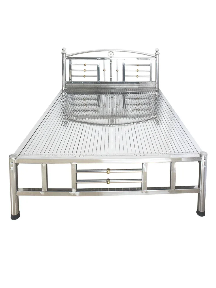 Bed 304 simple stainless steel , iron frame  plate, economical iron art , silent metal twin , simple northern Europe