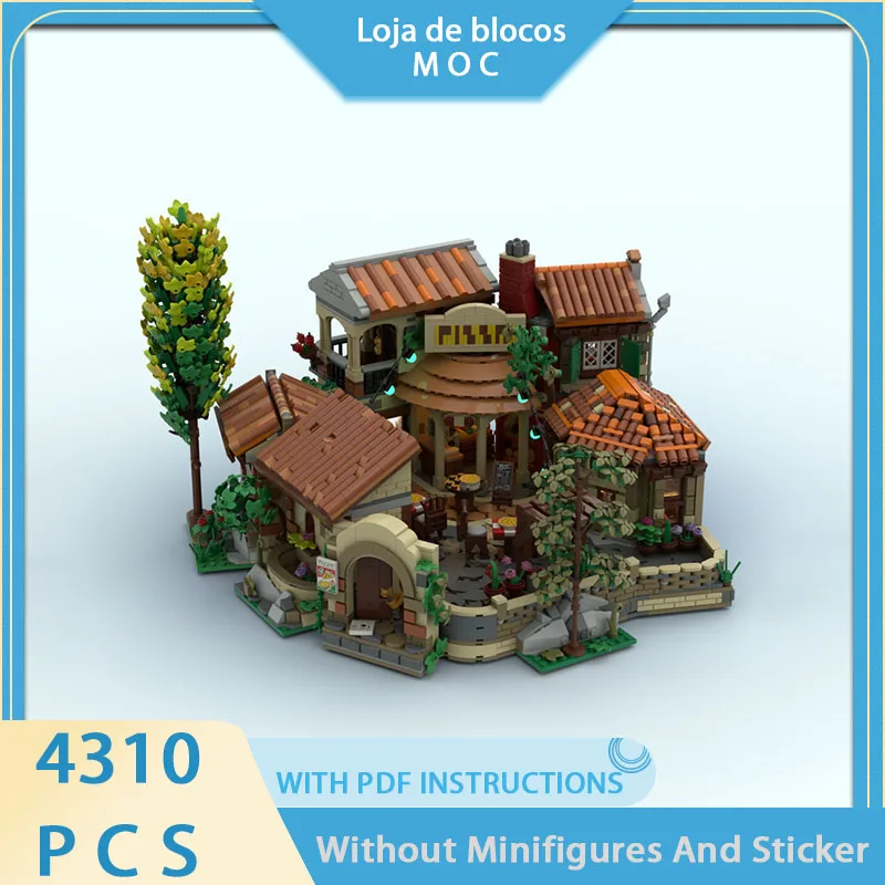 

Exquisite new product MOC building block model Tuscan terrace pizza shop technology modular holiday gift toy DIY assembly set