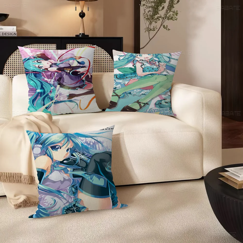 H-Hatsunes M-Miku Pillow Gift Home Office Decoration Pillow Bedroom Sofa Car Cushion CoverPillow Case