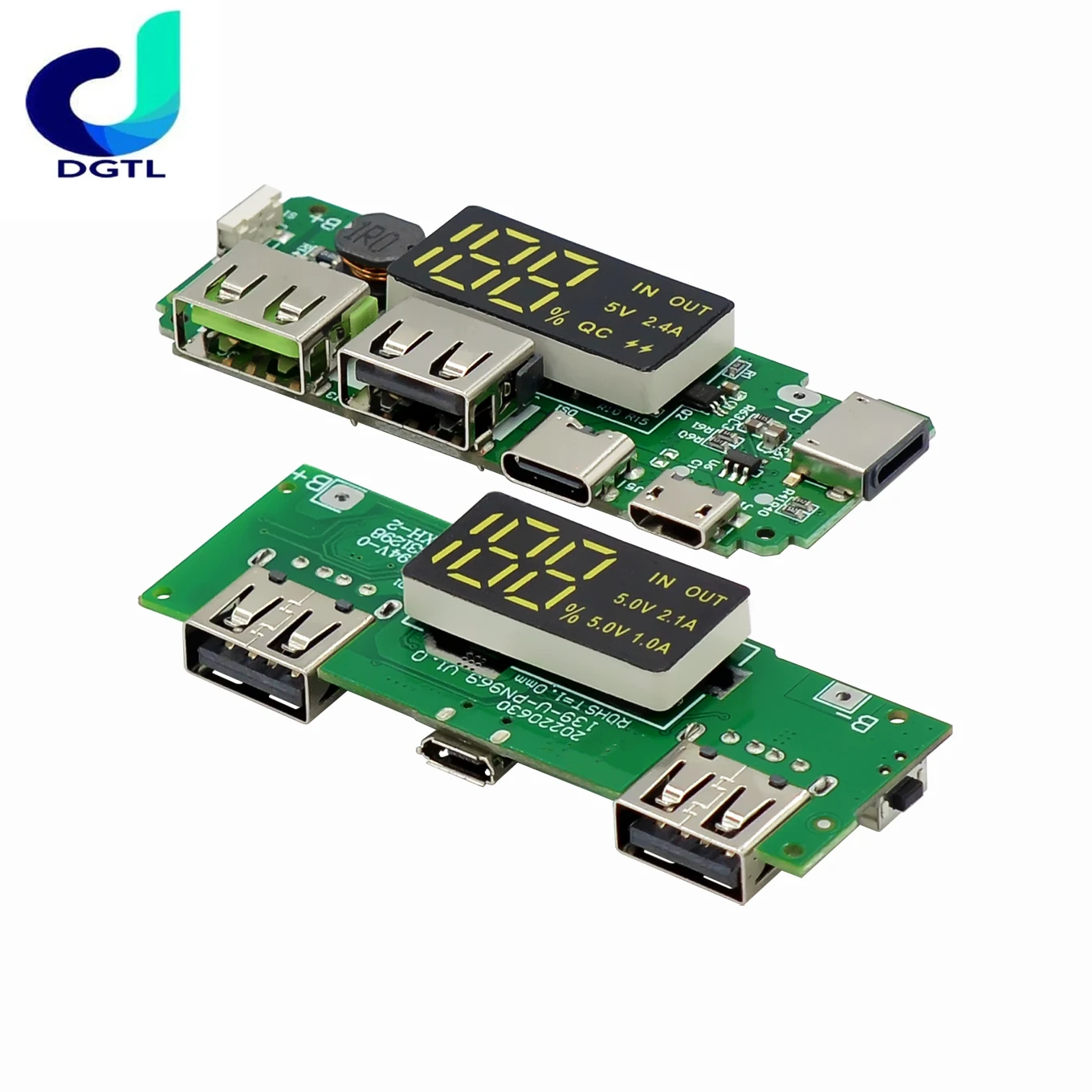 

18650 lithium battery digital display charging module 5v2.4a 2A dual USB output band display booster module