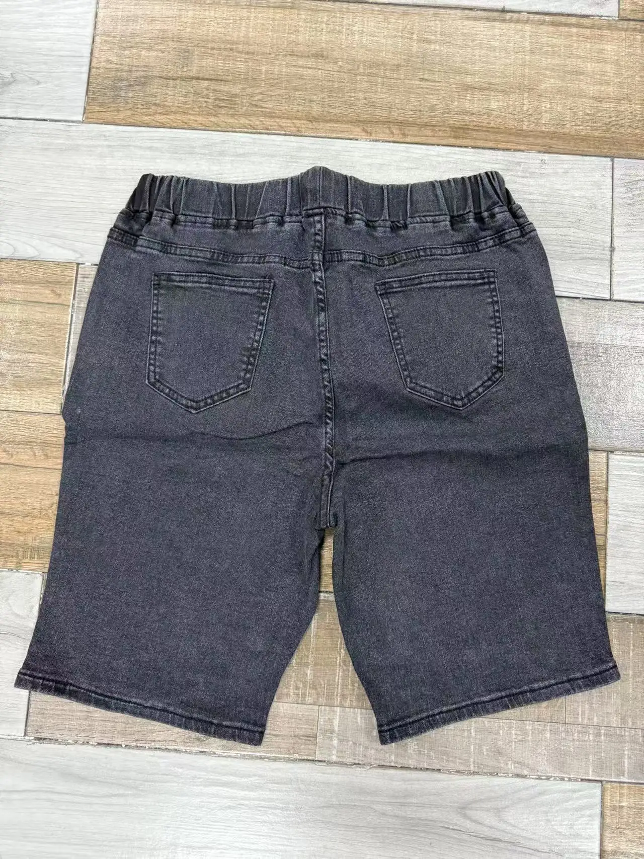Men's Elastic Waist Drawstring Denim Shorts, Slim Fit Knee Length Jean Shorts, 75% Cotton Stretch Casual Short Jeans for Men