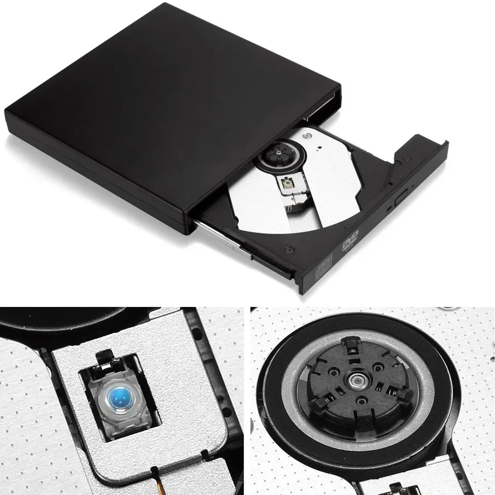 خارجي نحيف USB 2.0 DVD Combo DVD ROM Player Plug and Play CD - RW Burner Writer لأجهزة الكمبيوتر المحمول Macbook Desktop PC