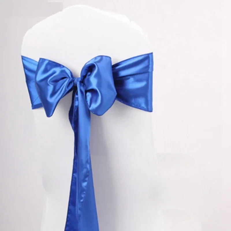 Colourful Satin Chair Sash Wedding Decoration Bow Tie Knot Band Birthday Party Hotel Show Shiny Colour Luxury Design