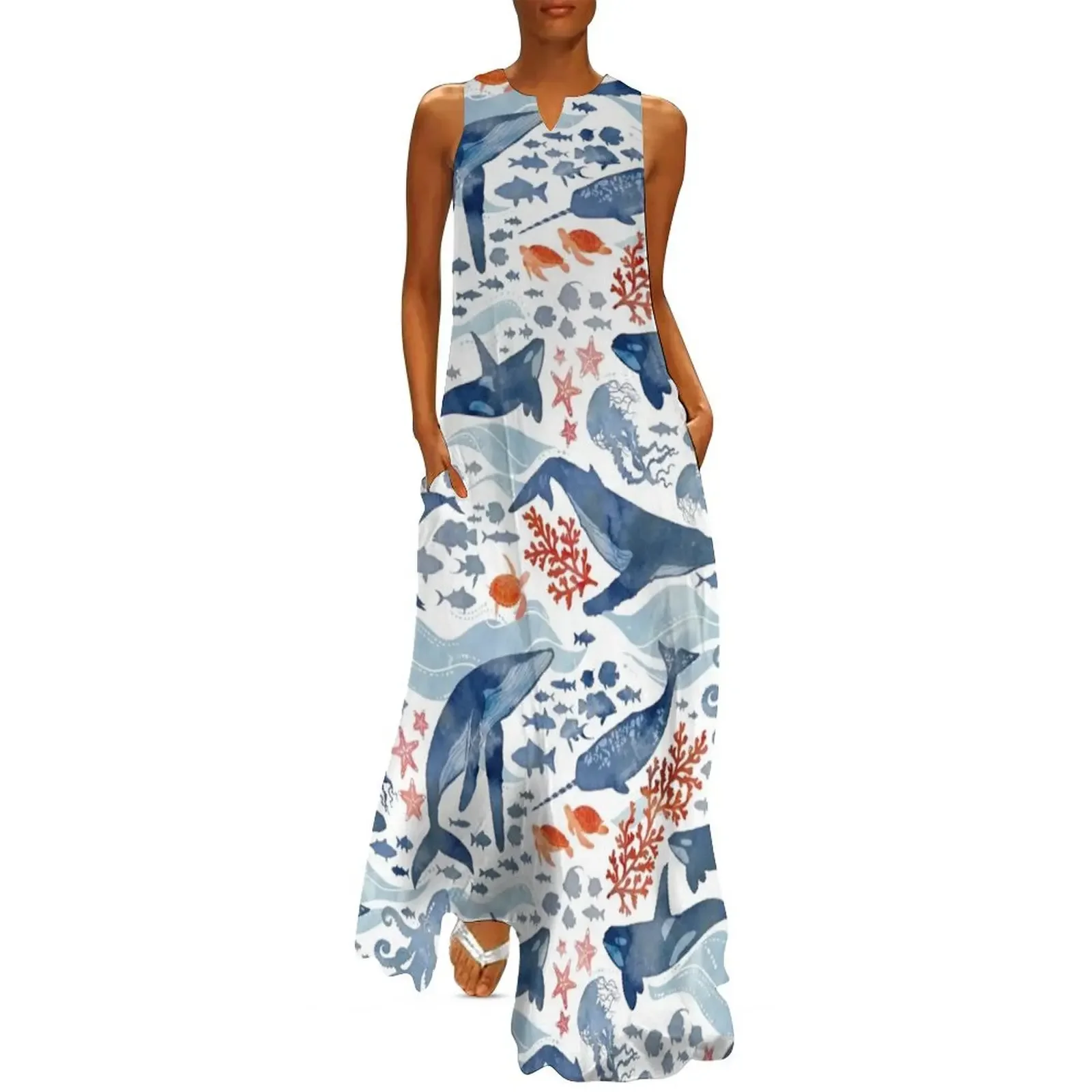 

Ocean life Long Dress elegant chic wedding evening dresses Female dress dress for woman