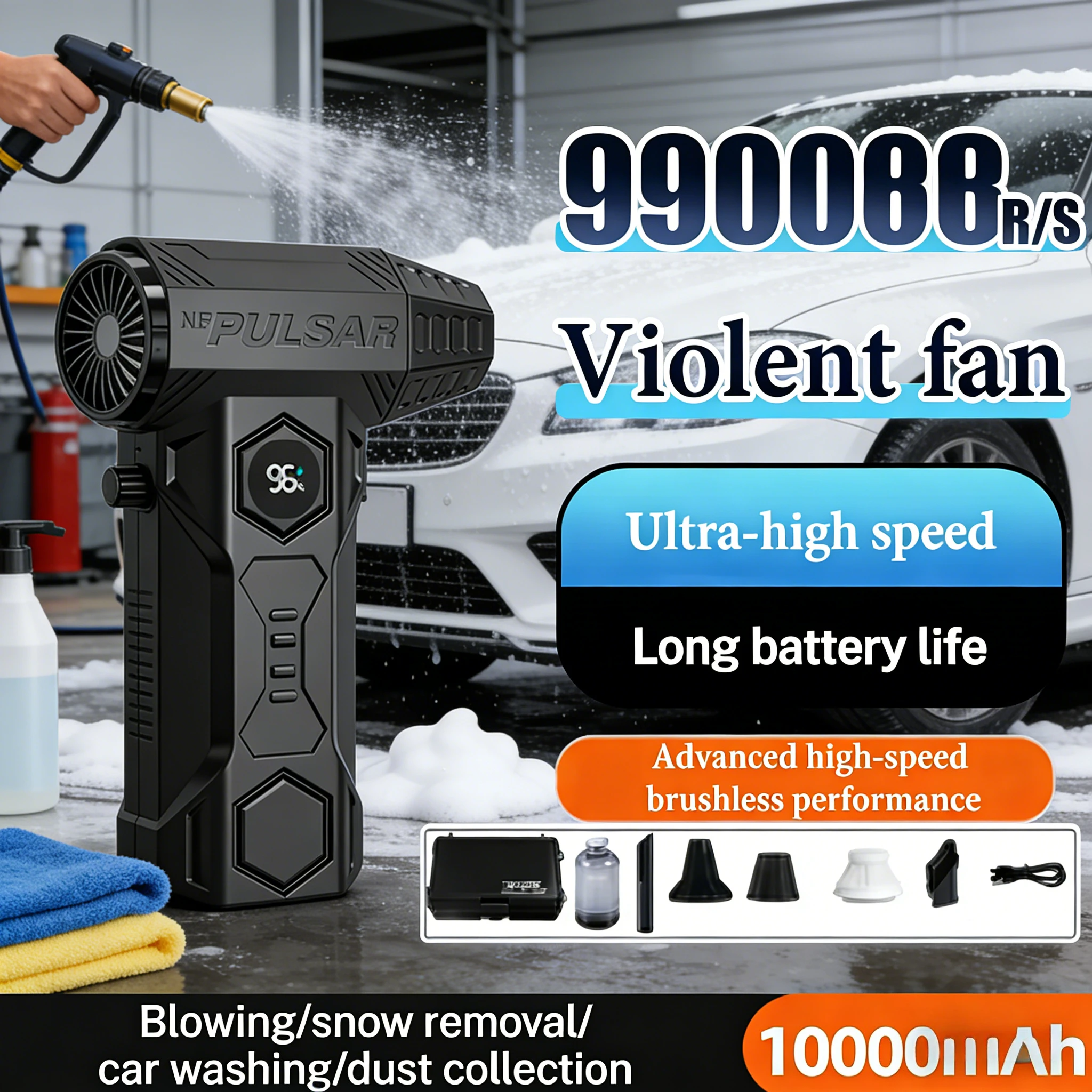 

X11 CycloneDuster 2-в-1: пылесос и воздуходувка – 990 000 об/мин, бесщеточный, специально для автомобилей, с LED-дисплеем заряда батареи