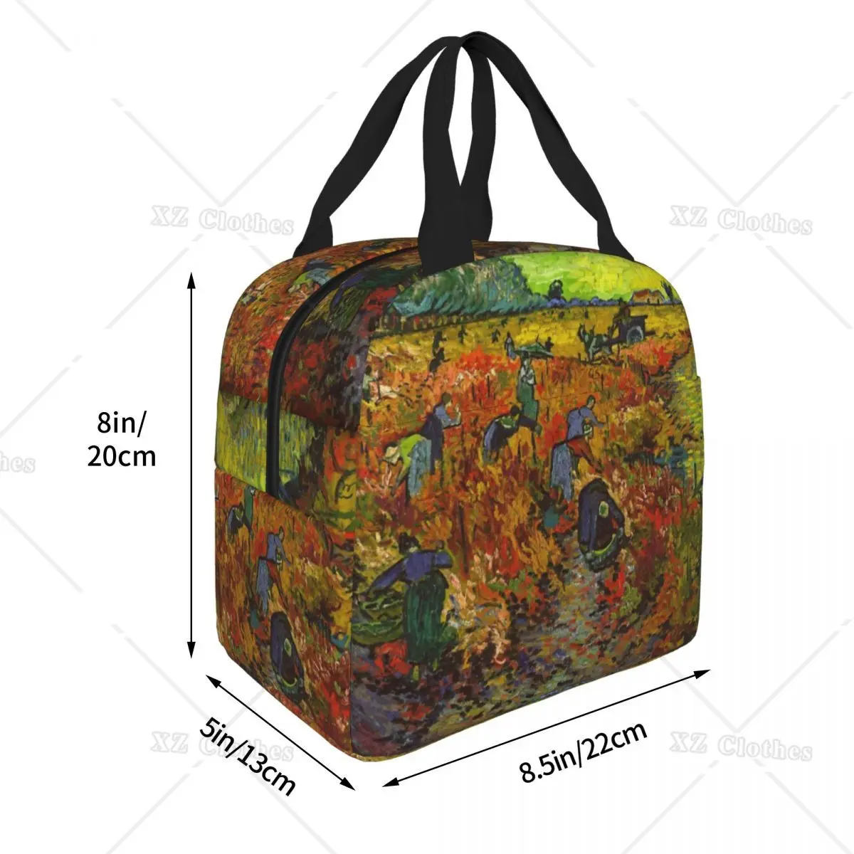 Red Vineyards At Arles Insulated Lunch Bags Vincent Van Gogh Reusable Cooler Lunch Box with Pocket for Women Men Work Picnic