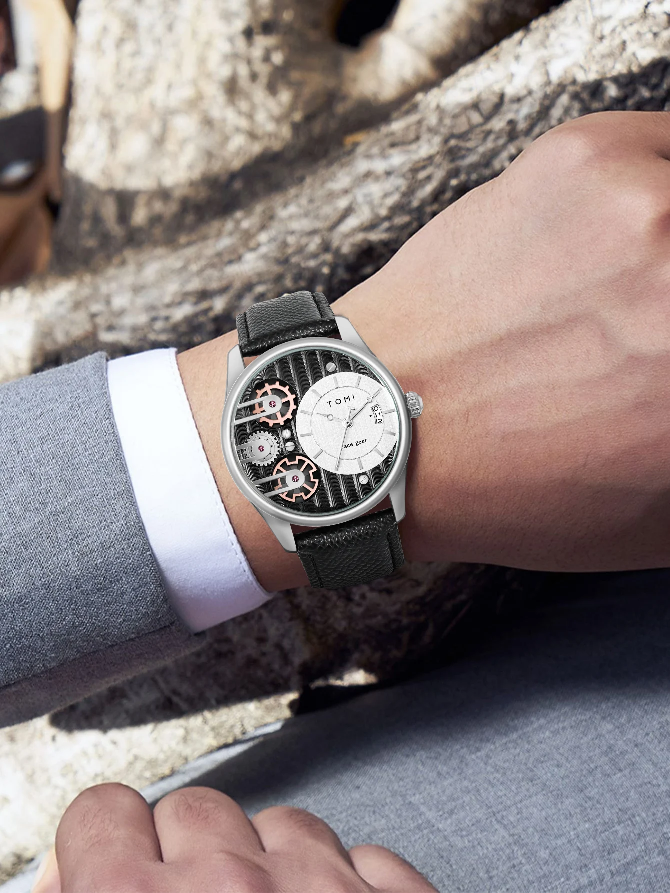 Tomi Herren Geschenk box Kombination Set Uhr Luxus und einfache Business abnehmbare Armband Quarzuhr Herren uhr Festival Geschenk – Detail 16