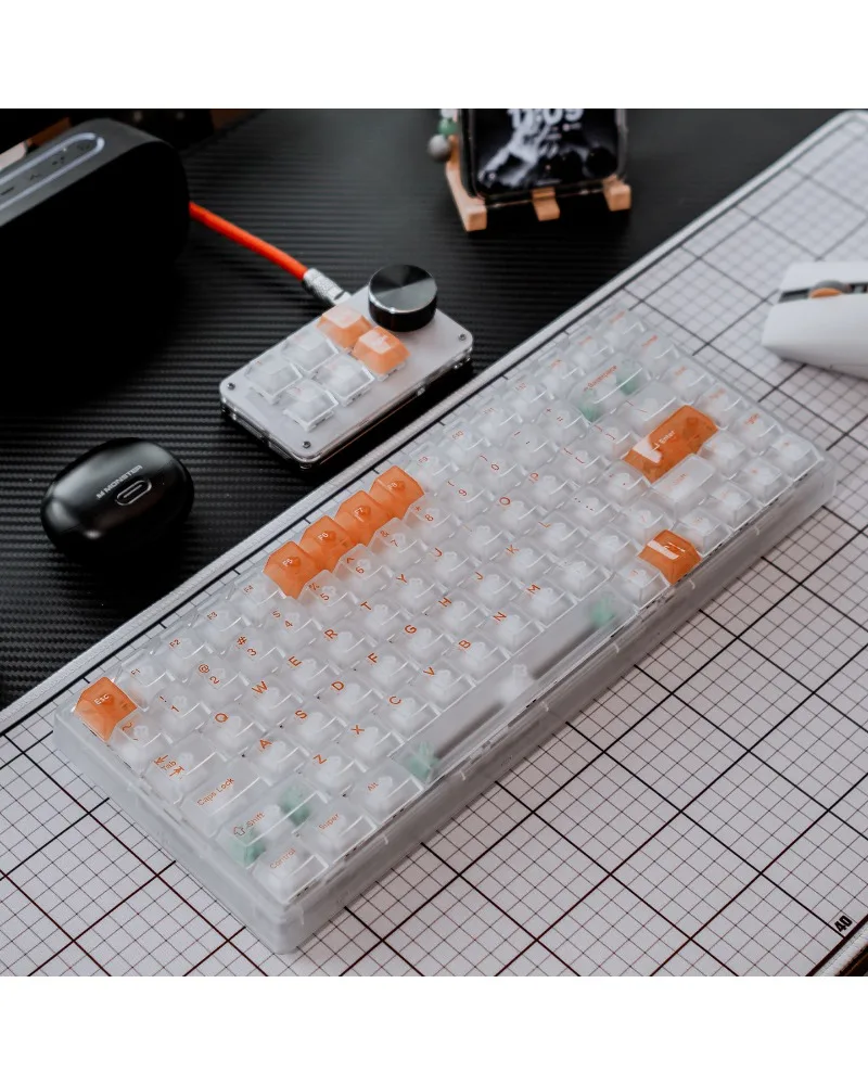 

Keycap 132 keys pad printing magnetic axis customization original height 61/75/87 mint white orange PC fog through keyboard