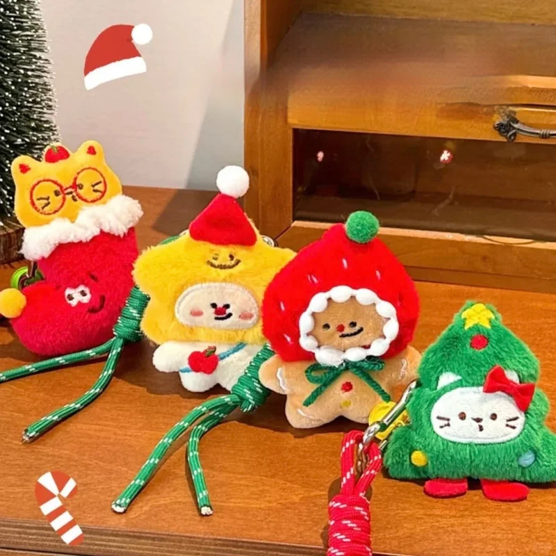 Christmas Tree Kitten Plush Doll Backpack Pendant Keychain Gingerbread Man New Year'S Festival Gift Party Decoration Snowman Elk