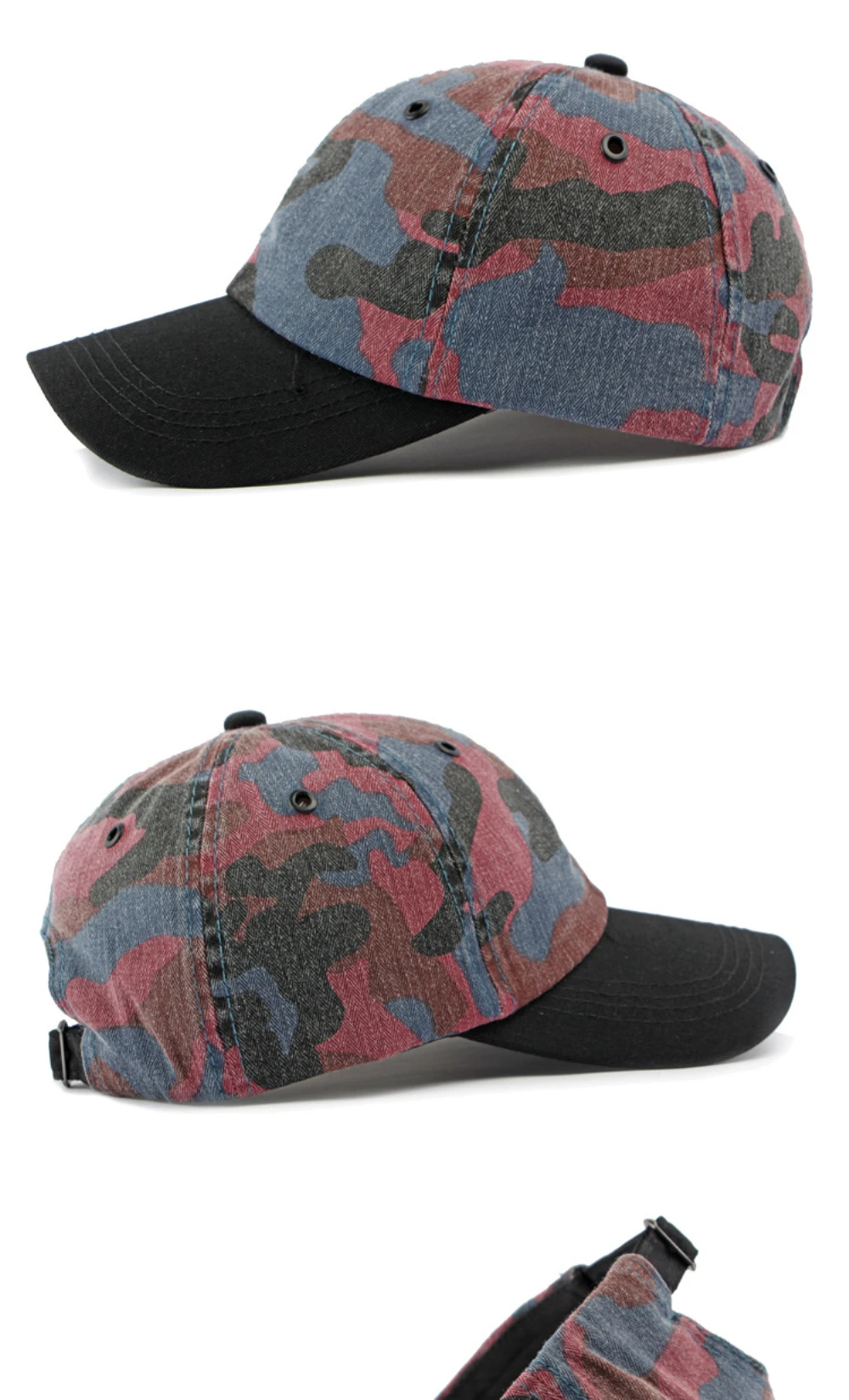 HT4350 Baseballkappe für Herren und Damen, Frühling und Sommer Sonnenkappe, Atmungsaktive Baumwolle, Tarnmuster Baseballmütze, Verstellbare Snapback-Kappe – Detail 10