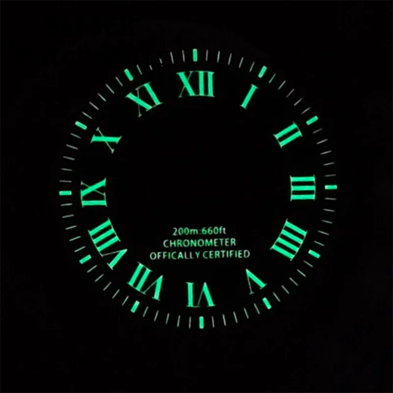 BLIGER 29mm Dial Blue Grey Date Red Blue Green Dial Green Luminous For NH35 Movement