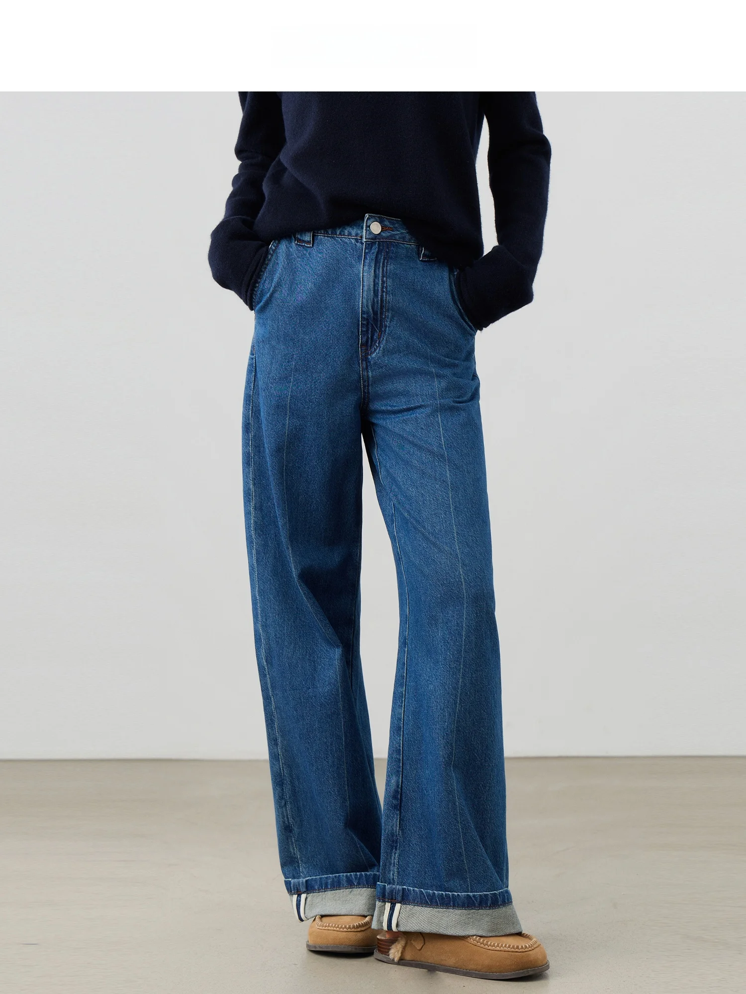 

Женские хлопковые джинсы Spring Xili: драпированные, длинные, немнущиеся, дышащие, с застежкой на пуговицах, прямой крой