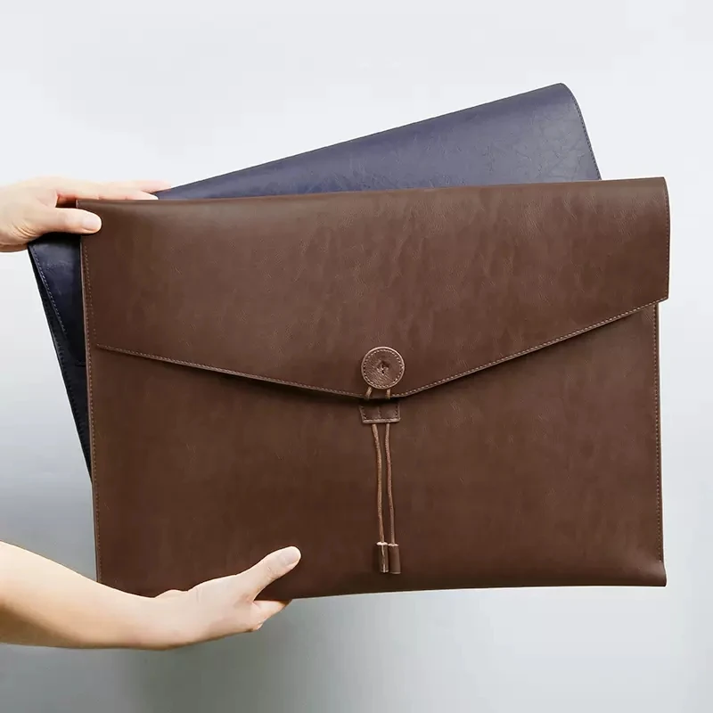 PU Leather Document Bag A3 Drawing Paper File Organizer Document Holder Leather File Bag Quality Magnetic Snap Envelope A3 Bag