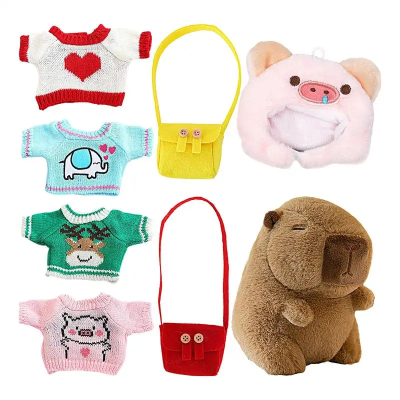 

25cm Capybara Toys with Clothes and Accessories Dress Up Capybara Plush Doll Cute Stuffed Animals Throw Pillow children gifts