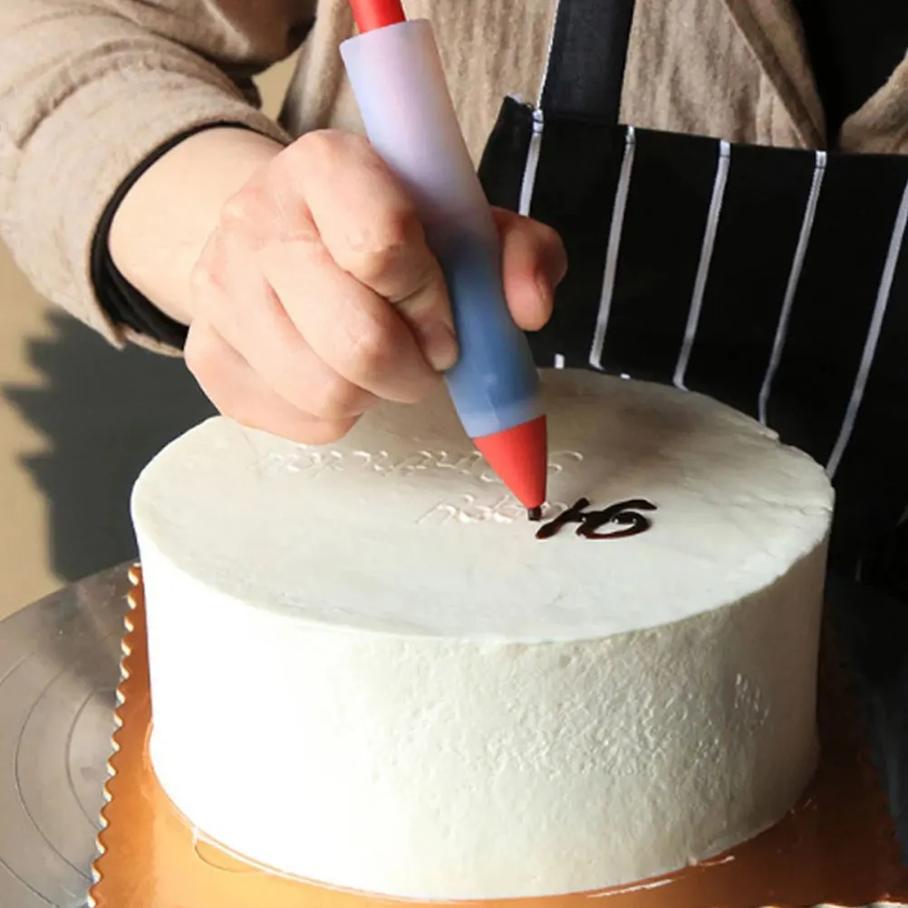 

2 set Silicone Cake Decorating Pens 2 Sets Reusable Cream Squeeze Tools For Baking Frosting Jam Chocolate Dessert Diy Decoration