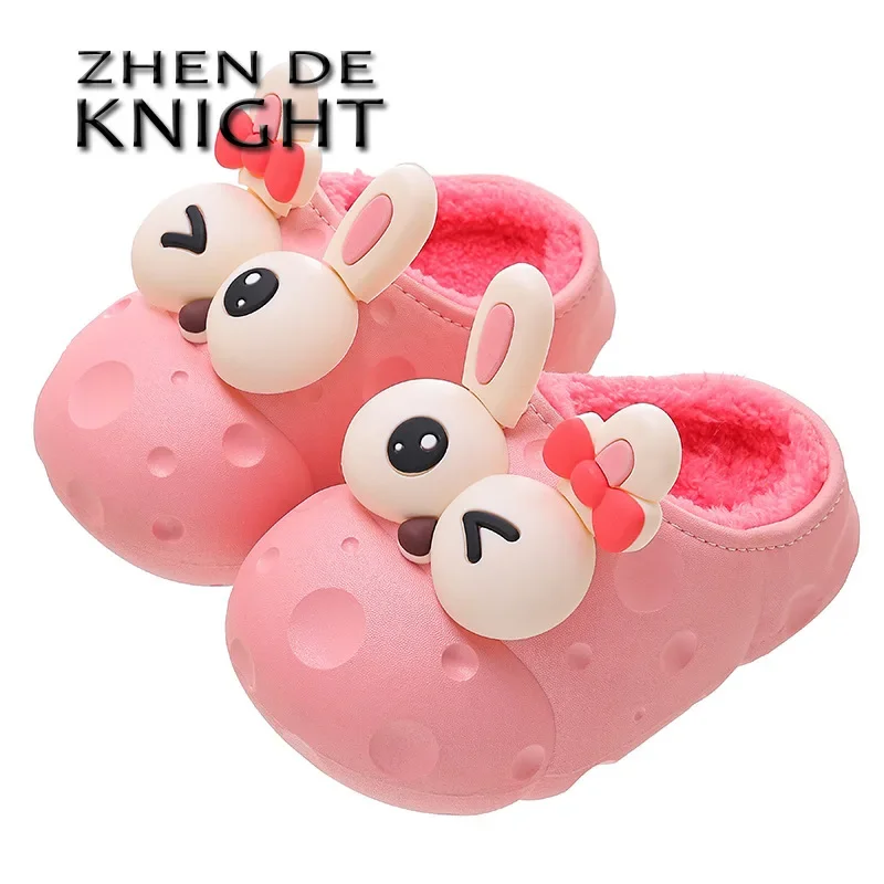 

Autumn and Winter Baby Cotton Slippers for Boys and Girls Warm Plush Wrap Heels Home Shoes Waterproof Children's Cotton Slippers