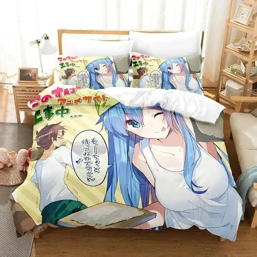 

Anime KonoSuba Bedding Set 3D Printed Suitable for Bedroom Duvet Cover Set With Pillowcases Kids Home Textile