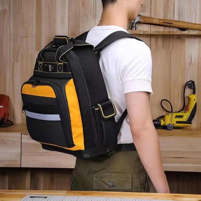 Bolsa Multifuncional para Ferramentas de Reparo para Homens Mochila de Ombro Suporte Eletricistas Mala de Lona de Manutenção Durável e Portátil