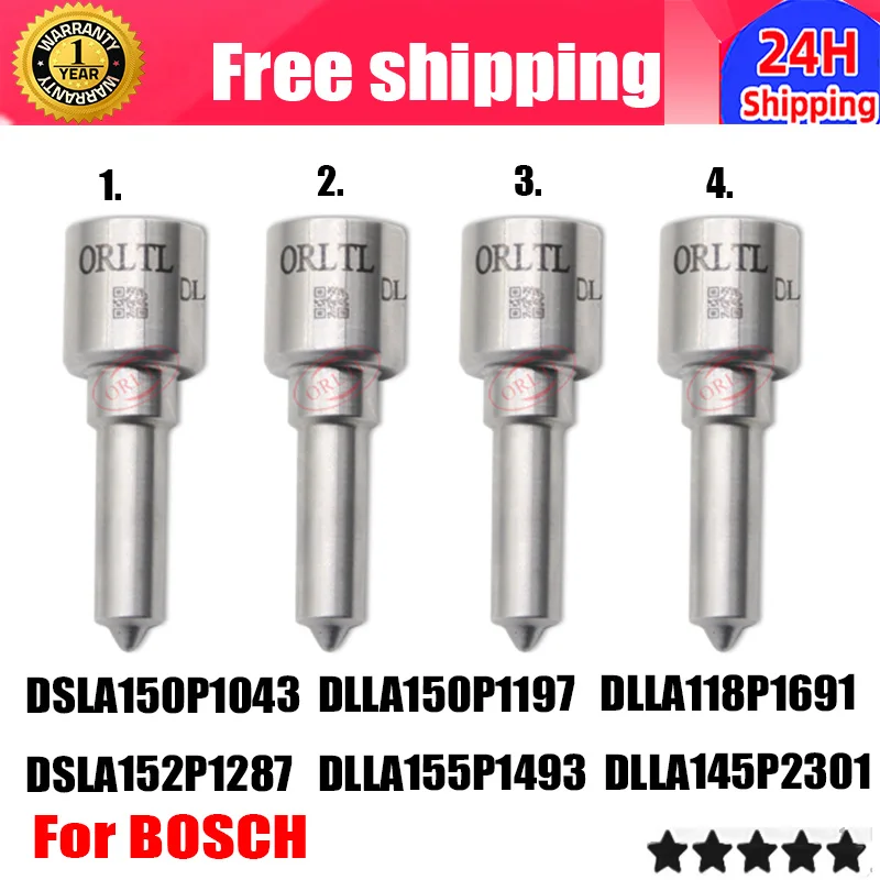 4PCS DSLA150P1043 DLLA150P1197 DLLA118P1691 DSLA152P1287 DLLA155P1493 DLLA145P2301 For BOSCH Diesel Common Rail Injector Nozzle