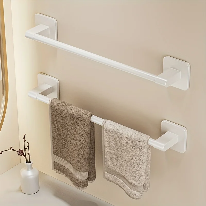 1 Stück Badezimmer-Einrichtungen, weiß, nicht perforiert, Wandmontage, Badezimmer-Handtuchhalter, Größe 40–60 cm, Aufbewahrungsregal, Handtuchhalter – Detail 3