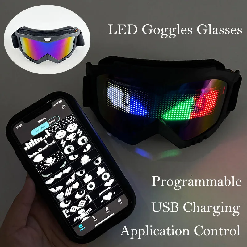 LED Bluetooth-bril Halloween Kerst Disco Bar Neon Accessoires Futuristische lichtgevende bril Bluetooth Diy LED-bril