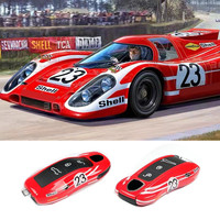 Red No.23 Track Edition Car Key Case Fob Protective Shell Cover For Porsche Cayenne 911 Macan Panamera 718 Cayman Taycan Boxster