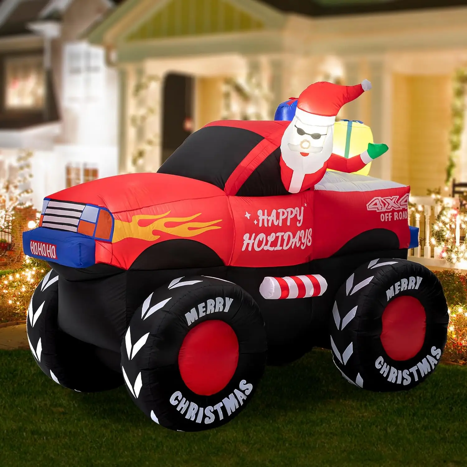 

7FT Lighted Santa Claus On Pick Up Off-Road Vehicle Inflatable Decor