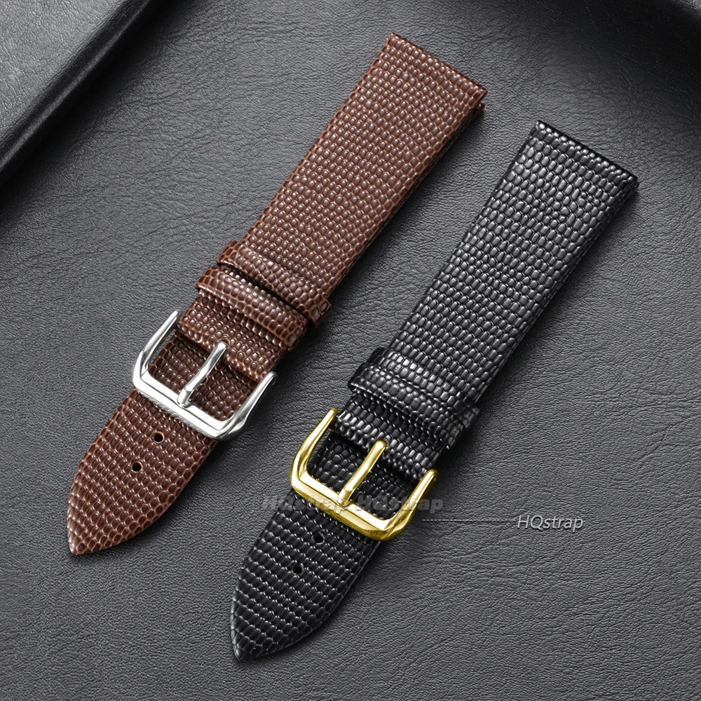 10mm 12mm 14mm 16mm 18mm 20mm 22mm Lizard Pattern Leather Watch Band Soft Cowhide Watch Strap Ultra-Thin Universal Bracelets