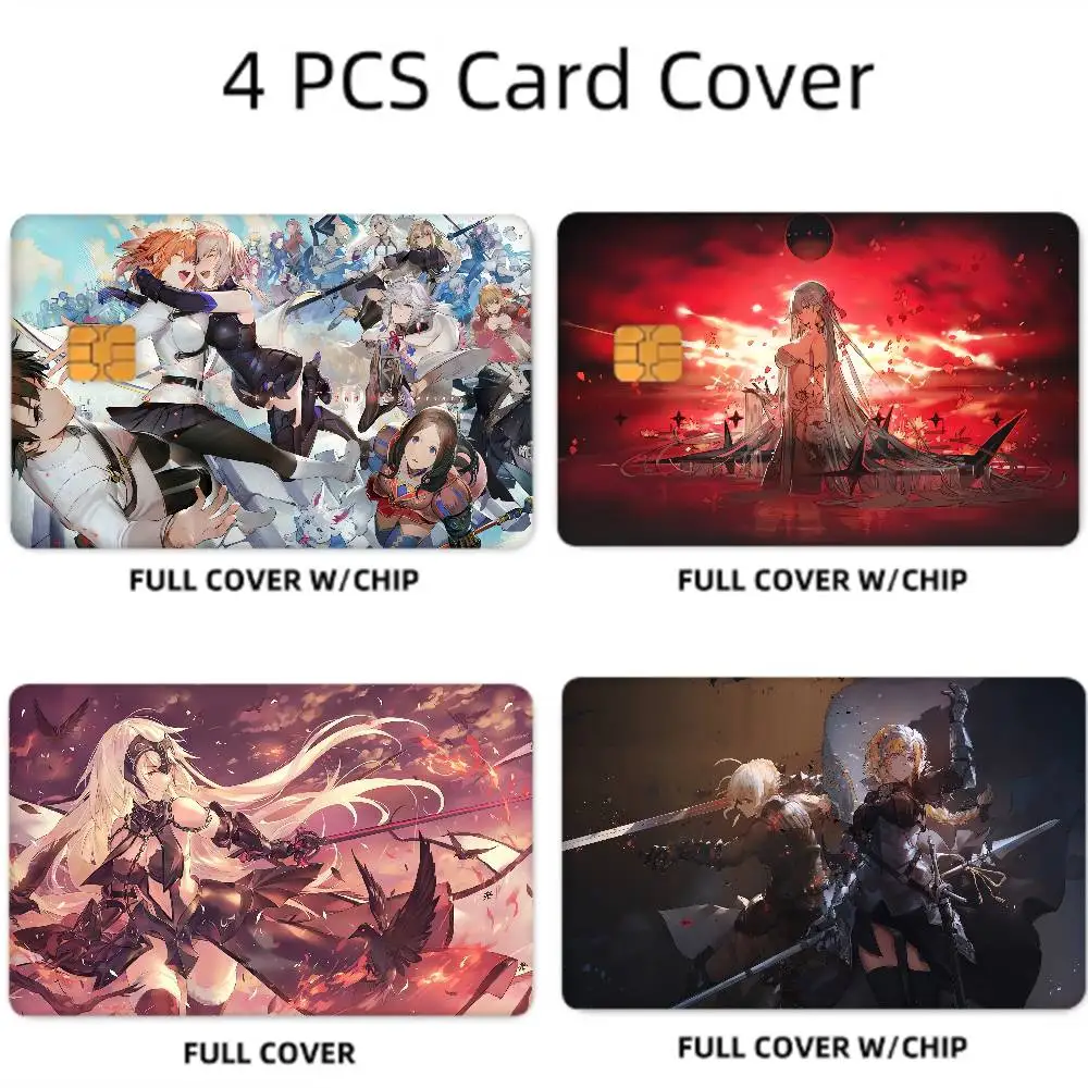 GAME FateGrand Order Anime 4pcs 1Set Funny Shell On Off Ultra Thin No Fade Sticker Skin Cover Film For Debit Credit Card