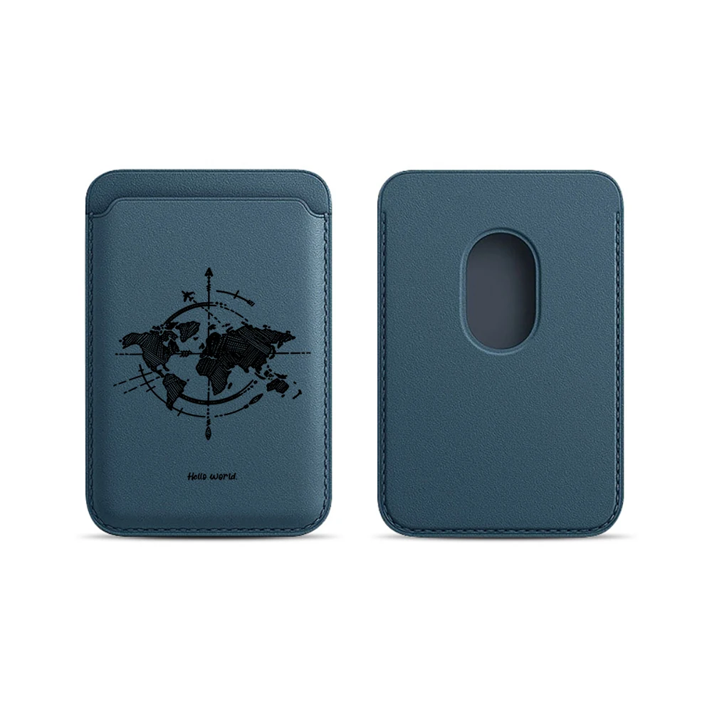 Minimalistisches Weltkarten-Leder-Kartenetui Handy-Kartenhalter für Magnetische Hülle Geeignet für alle iPhone Magsafe Karten-Handy-Rückseiten-Taschen – Detail 7
