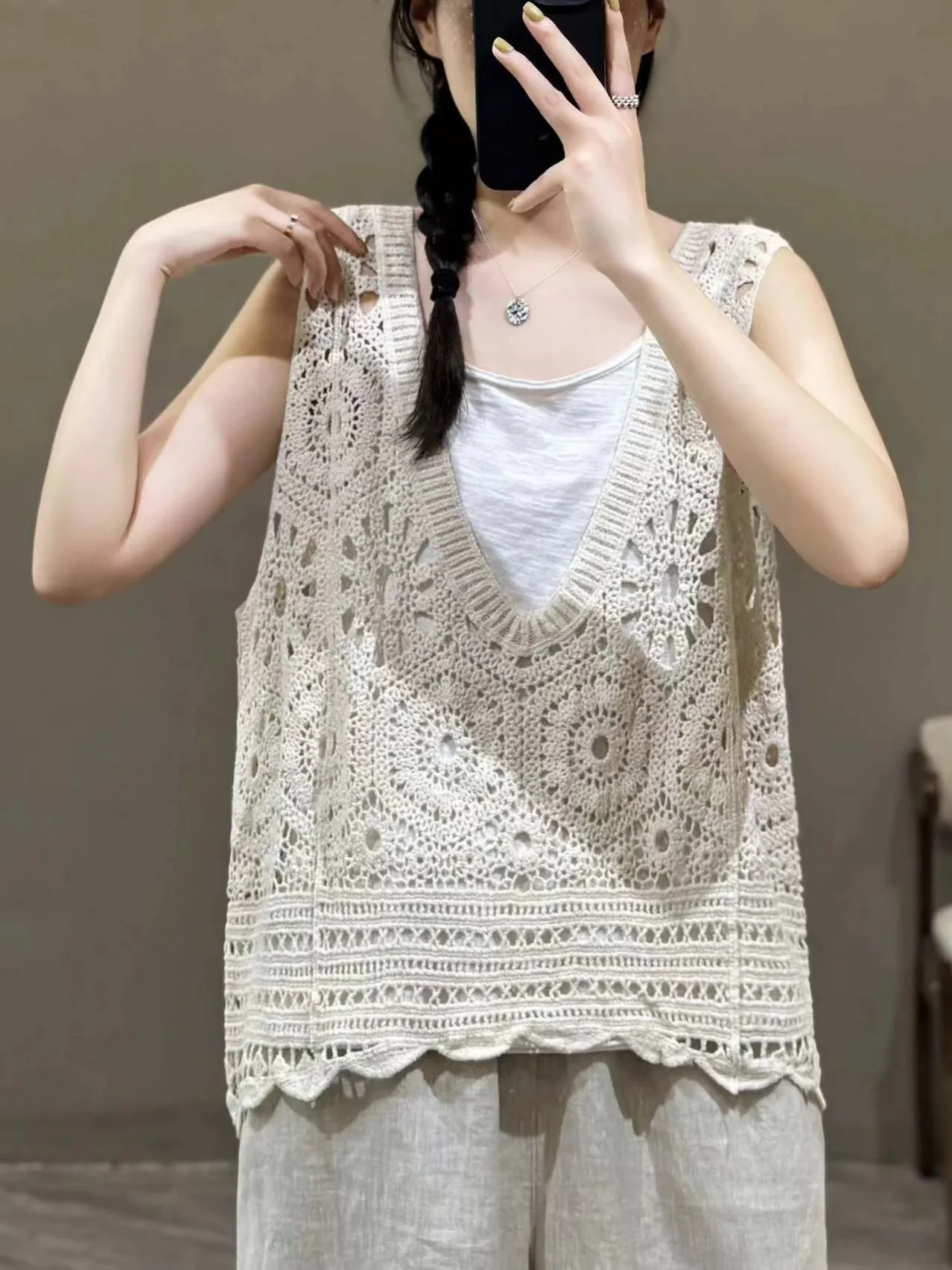 

Женский жилет с v-образным вырезом в стиле ретро, повседневный топ без рукавов, весна-лето-осень, удобная дышащая хлопковая смесь