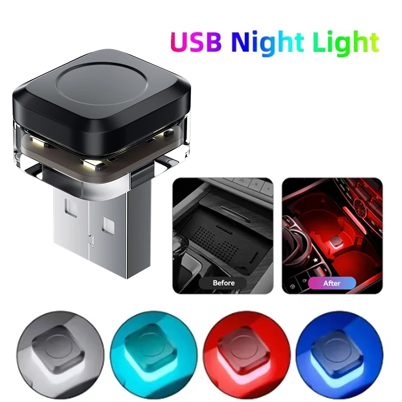 New USB Car Interior Ambient Atmosphere Light LED Signal Lights Universal Auto Reading Lamp Decorations Car Interior Accessories