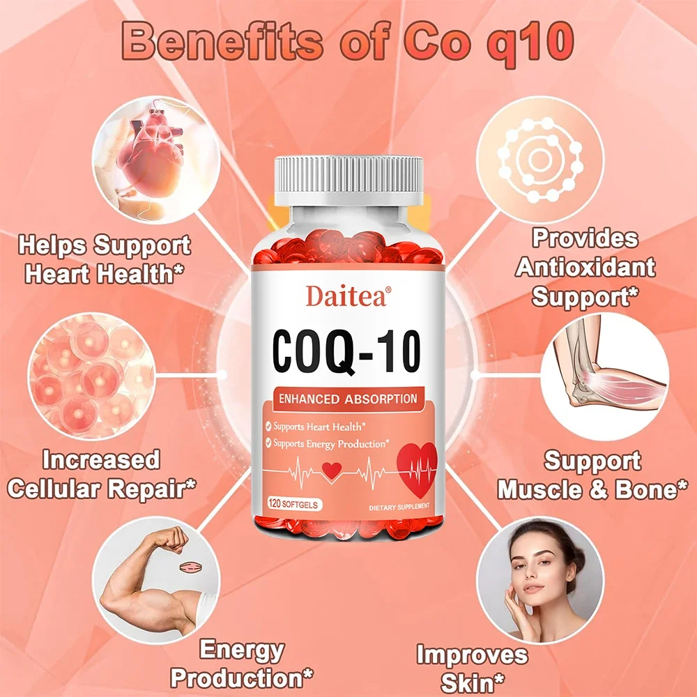 CoQ10 - مكمل طبيعي، يعزز الدورة الدموية، يدعم صحة القلب والأوعية الدموية، مضاد للأكسدة - 120 كبسولة