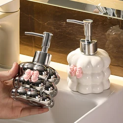 Bow Cotton Emulsion Bottle Luxury Ceramic Press Bottle Lotion Hand Sanitizer Bottled Hotel Bathroom Decoration Accessories