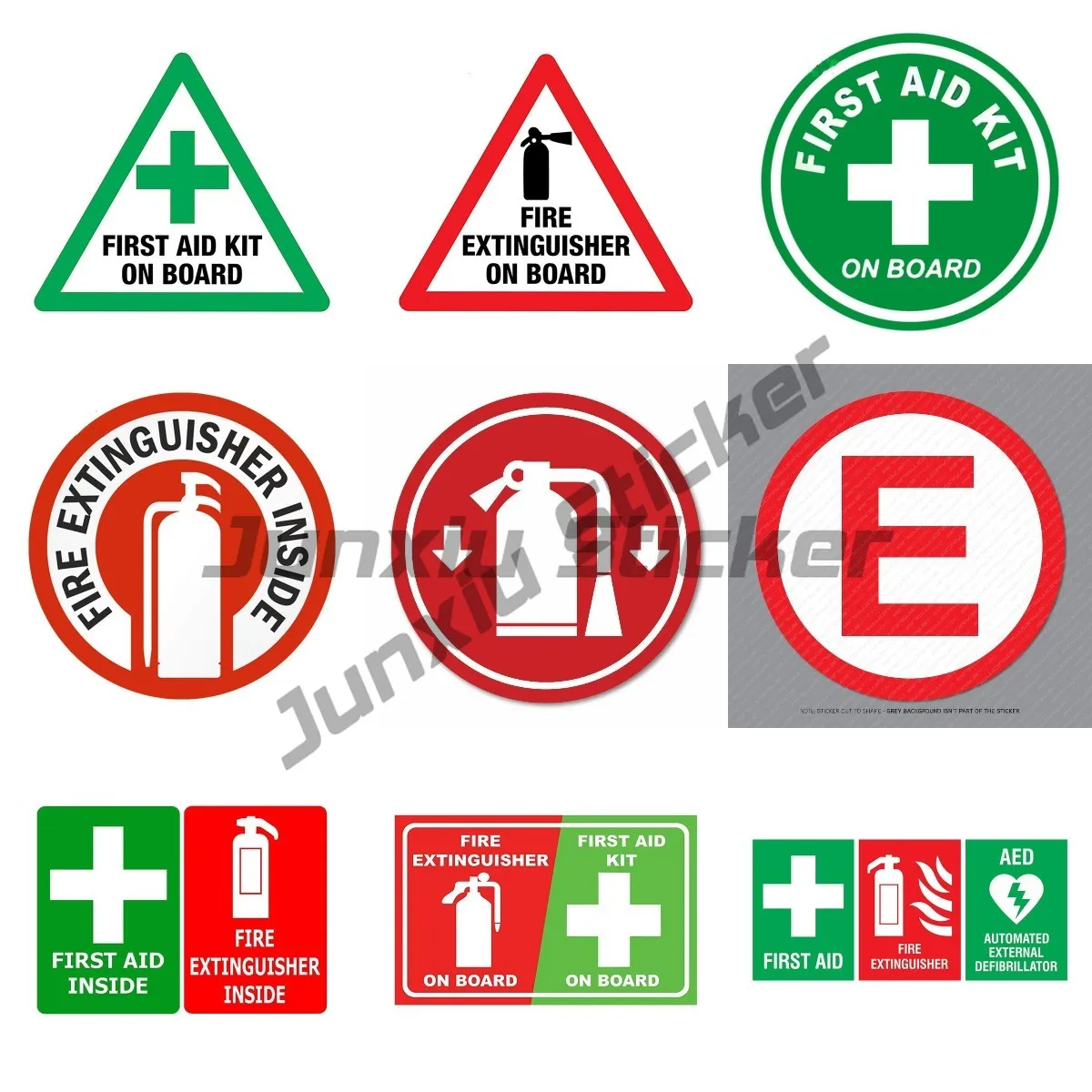 First Aid Fire Extinguisher Inside Vinyl Sticker Warning Decal Emergency Safety Kit Sign Graphic PVC Car Stickers