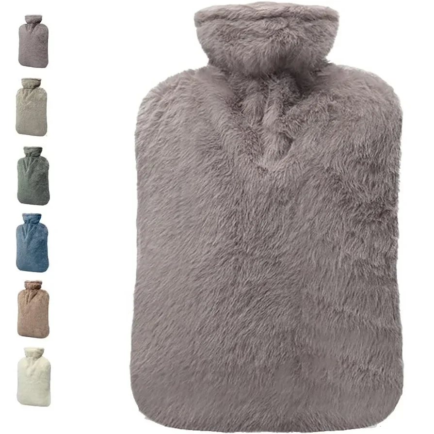 2025 زجاجة ماء ساخن مع غطاء، 2L كيس الماء الساخن للسرير الدافئة الرقبة آلام الكتف أقدام اليد دفئا تشنجات الحيض الساخن ضغط #3