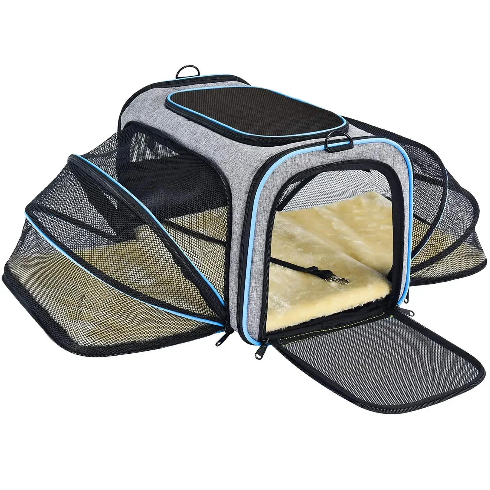 Airline Approved Carry Pet Cat Collapsible Portable Travel Carrier 3 Open Doors 2 Reflective Tapes Bag Soft Sided  Dog Carry Bag