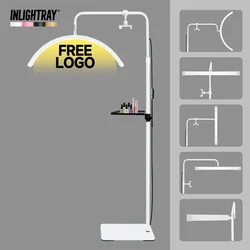 Free LOGO 2024 U-Joint 23-inch Led Half Moon Ring Light With Rhinestones Salon Light Arc Floor Lashes Lamp For Lashes Eyebrow