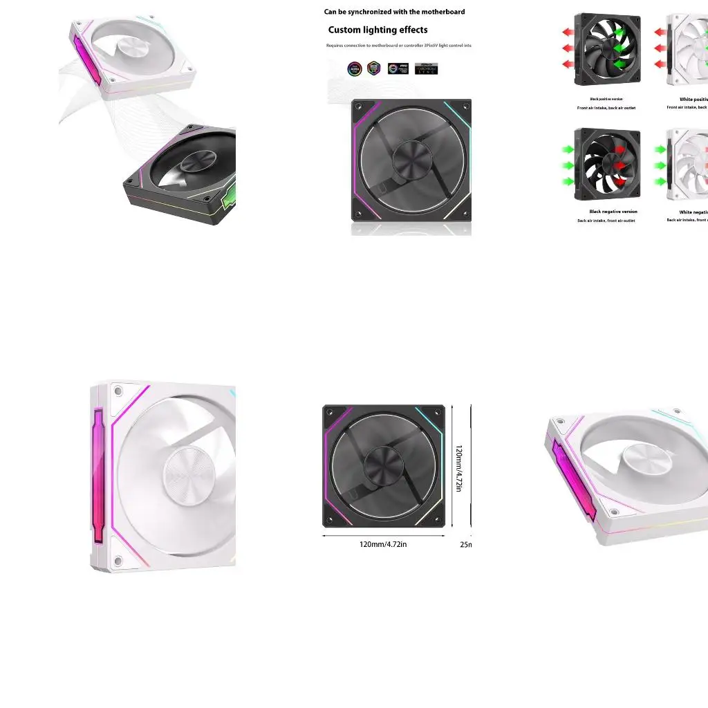 

Black White Case Fan Featuring ARGB Side Lighting And Reflective Fan