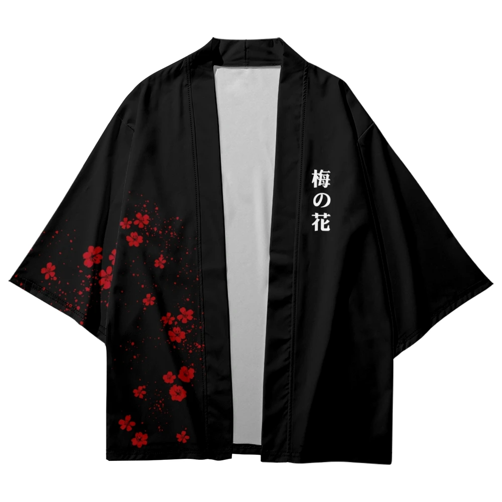 

Japanese Cardigan Loose Women Men Cosplay Yukata Clothing Harajuku Traditional Samurai Plum Bossom Kimono Plus Size Haori